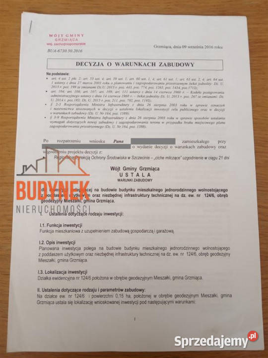 Działka budowlana Mieszałki Sprzedaż zachodniopomorskie