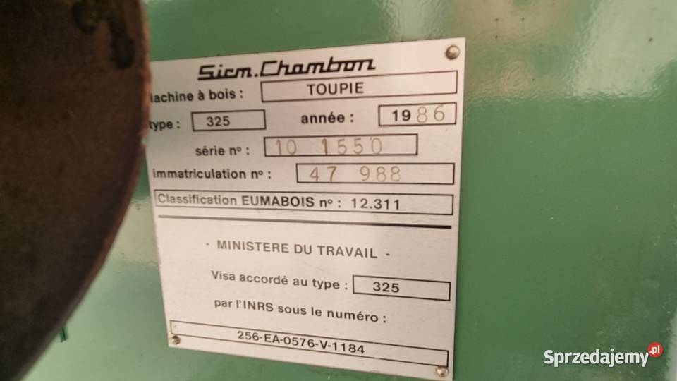 Frezarka dolnowrzecionowa CHAMBON T325 bez pomorskie Karsin