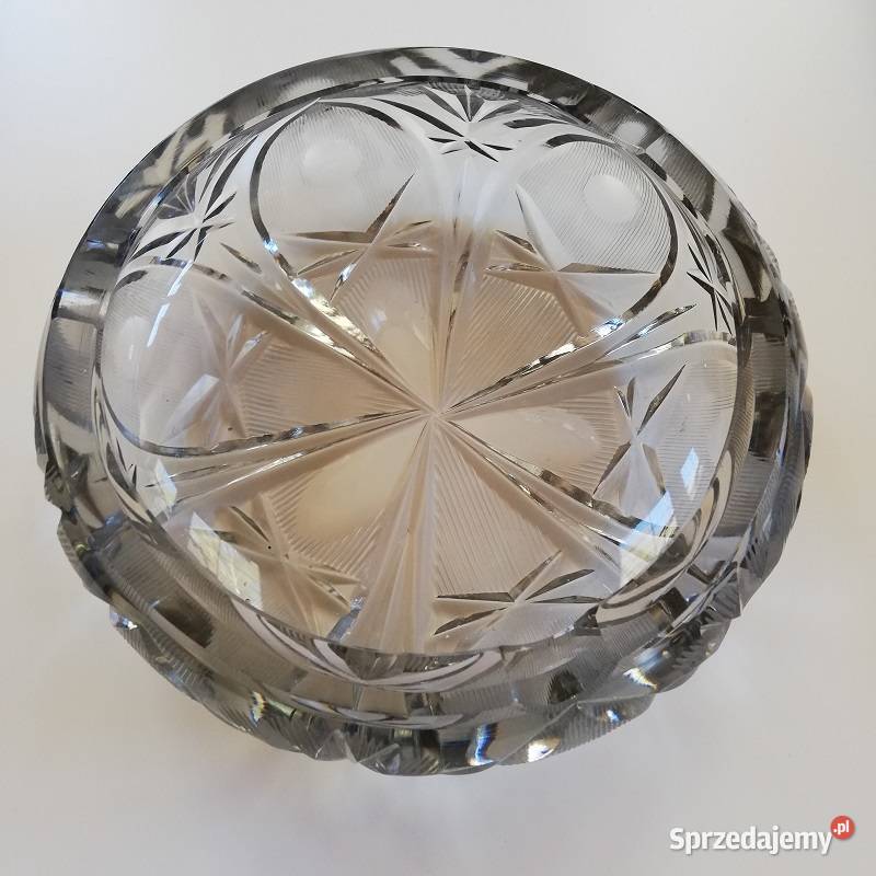 Kryształowa popielnica PRL ciężka gruba Sieradz