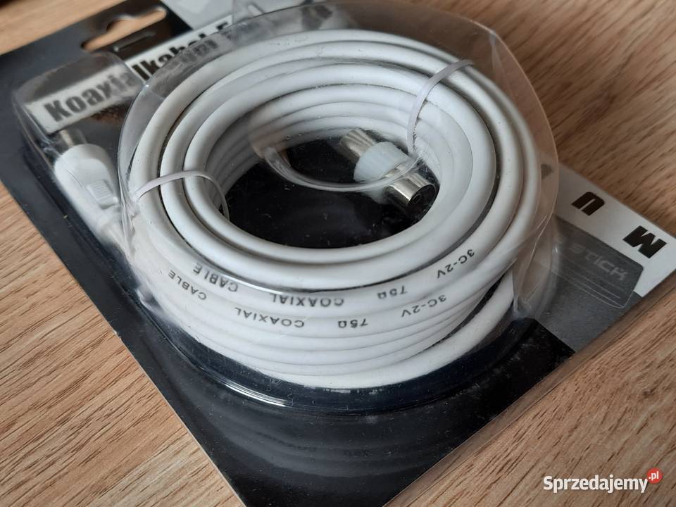Kabel antenowy biały 5 m męskimęski i adapter Gorzów Śląski