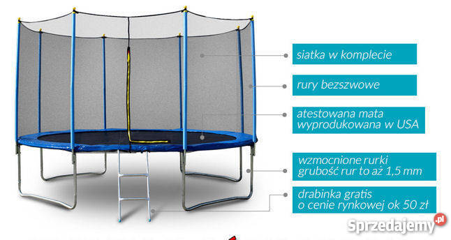 Trampolina Grand 374 12FT Siatka Drabinka Gdańsk