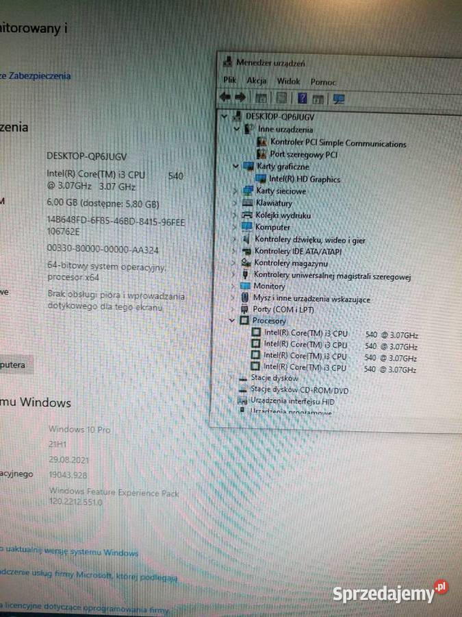 Komputer HP Compaq 8100 i3 6GB ram DDR3 Rymanów