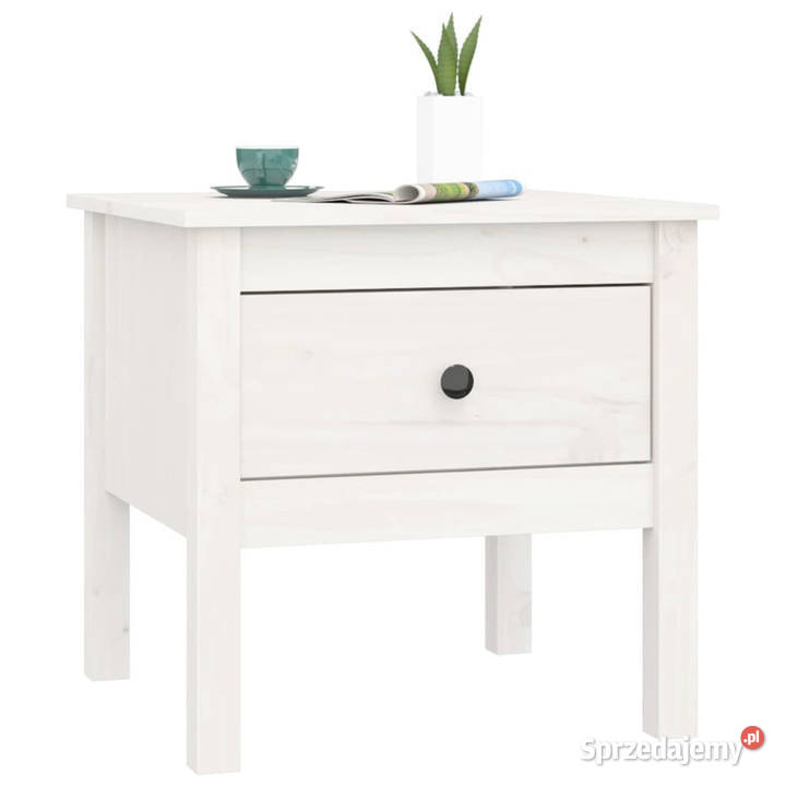 Stoliki boczne 2 białe 50x50x49 lite drewno Warszawa