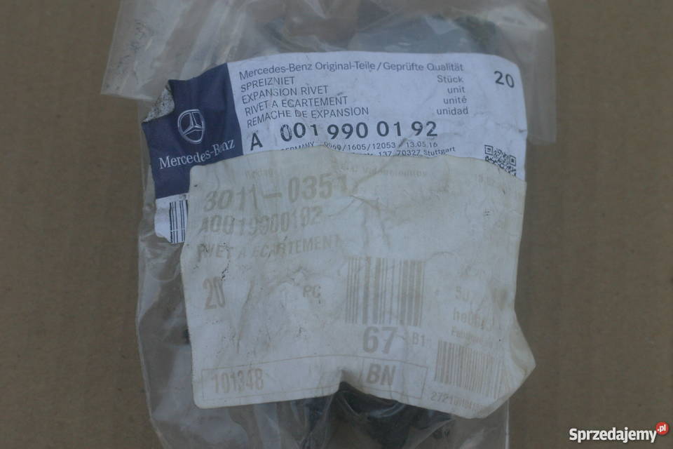 MERCEDES SPINKI KOŁKI ROZPOROWE PROGU 0019900192 osobowe Bieleń