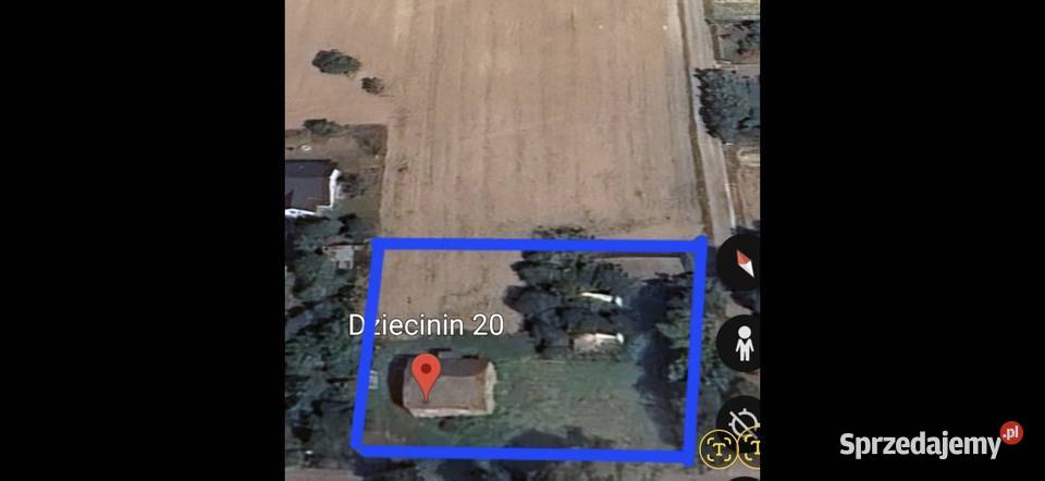 Działka budowlana 25 ar z domem Dziecinin gm