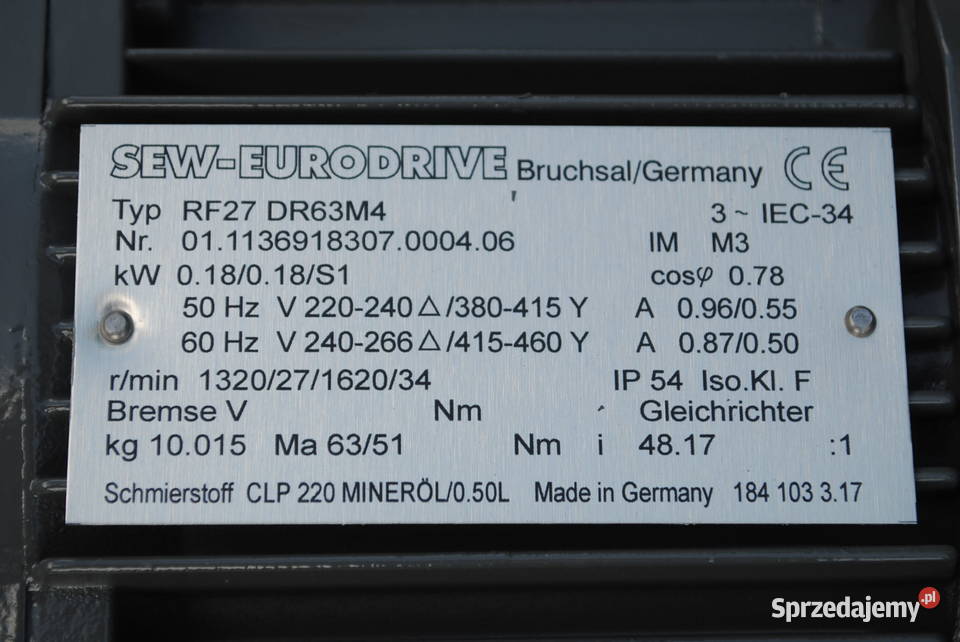 Motoreduktor kołnierzowy 018kw 27obrmin firmy Chwalim