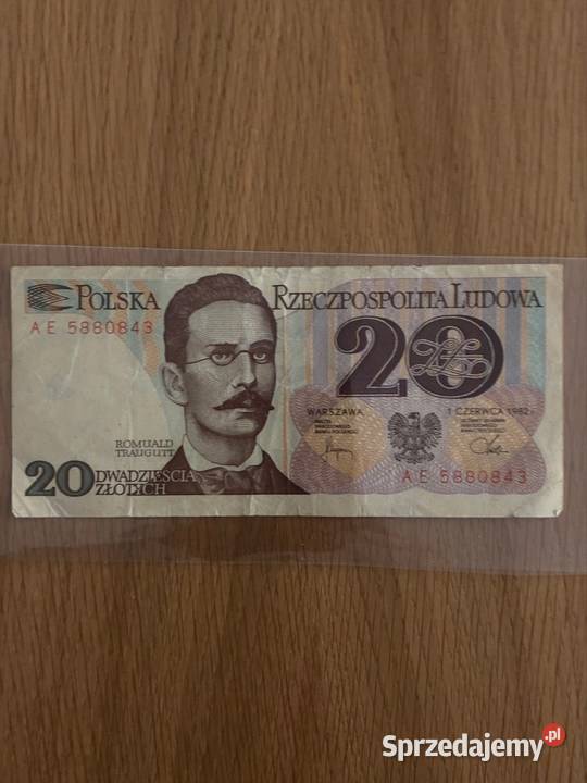 Banknot 20 zl Traugutt 1982 Numizmatyka Puławy