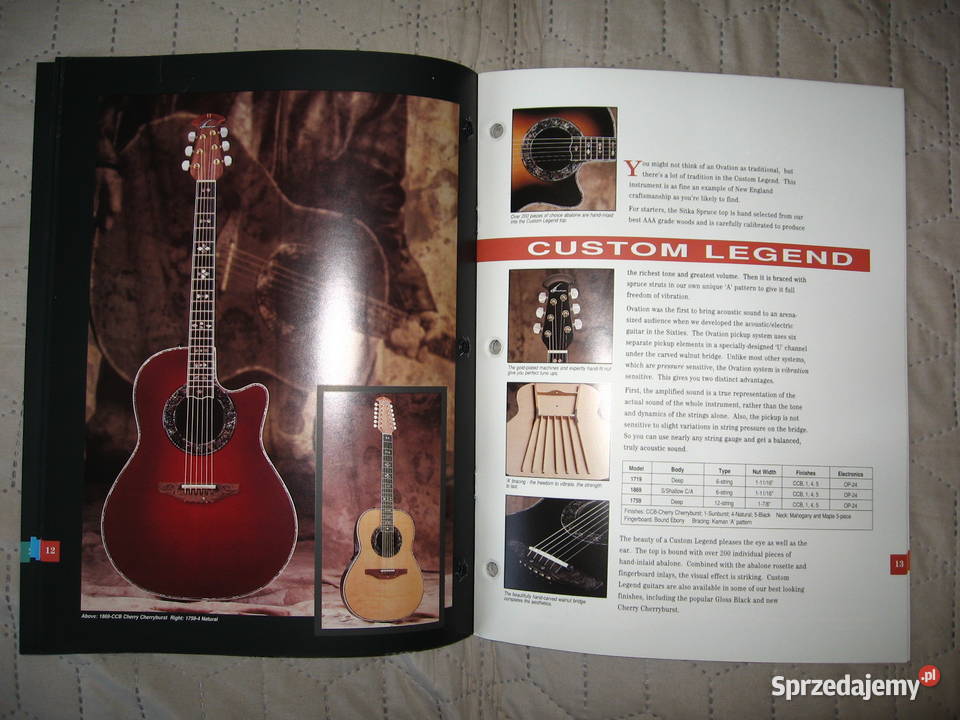 Ovation Guitars 1994 katalog gitar Kępice