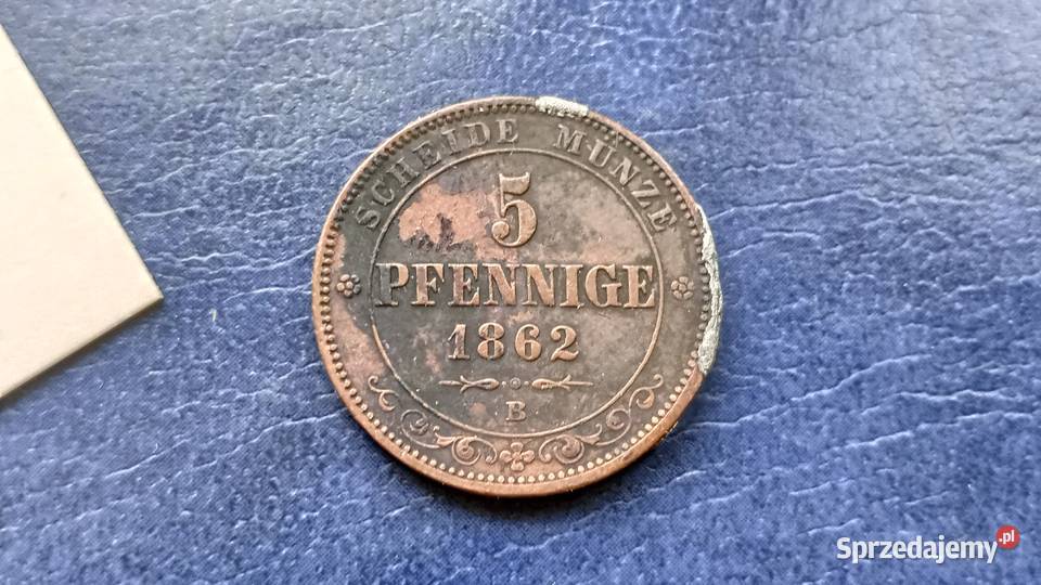 Stare monety 5 fenig 1862 NIemcy Saksonia Lesko