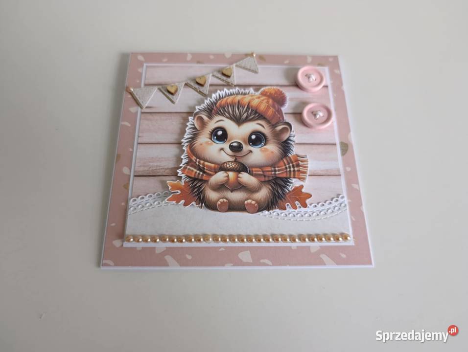 Kartka Roczek Urodziny ręcznie robiona jeż łódzkie