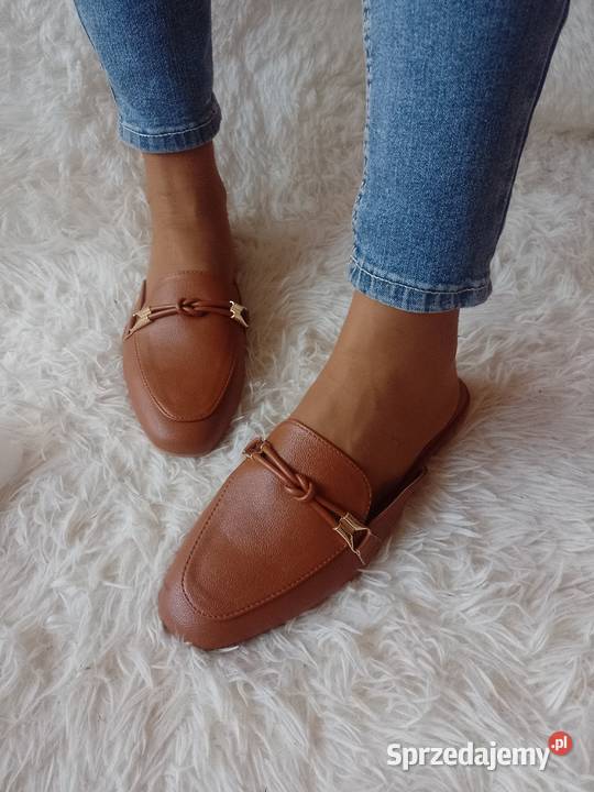 4243 Brązowe zdobione klapki mule z Londynu NOWE 27cm Kraków sprzedam