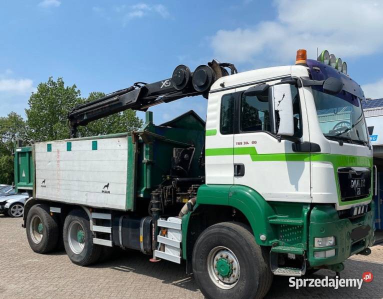 wywrotka 6x6 z dzwigiem Man TGS zielony Warszawa