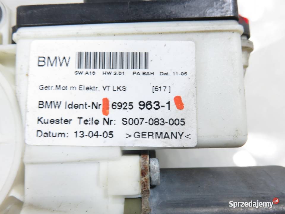 PODNOŚNIK SZYBY LEWY PRZEDNI BMW X3 E83 69259631