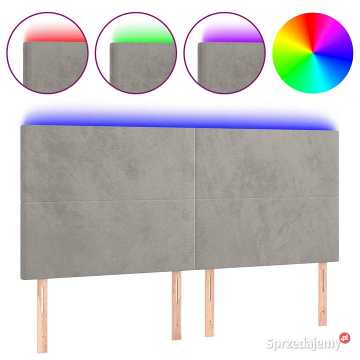 Zagłówek do łóżka z LED jasnoszary 180x5x118128 Ramy i stelaże