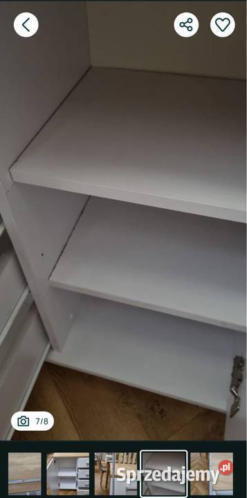 Biała komoda z szufladami i półkami Komody Tychy