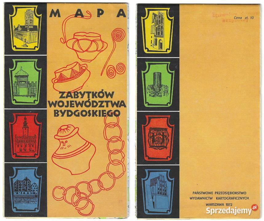 Mapa zabytków województwa bydgoskiego wyd 1972 Warszawa