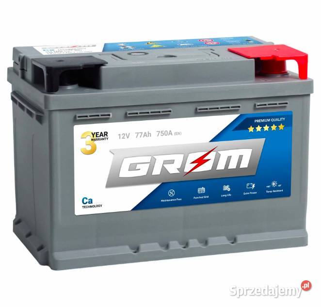 Akumulator GROM Premium 77Ah 750A EN DTR Prawy warmińsko-mazurskie Braniewo sprzedam
