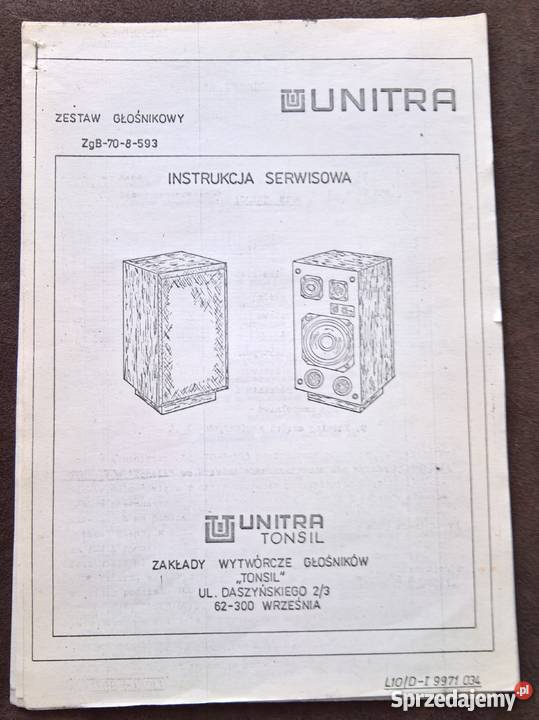 Instrukcja Serwisowa Zestaw Głosznikowy Zg dolnośląskie Wrocław sprzedam