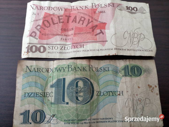 Dwa banknoty Waryński 100 i Bem 10 z 1982 roku Numizmatyka Knurów