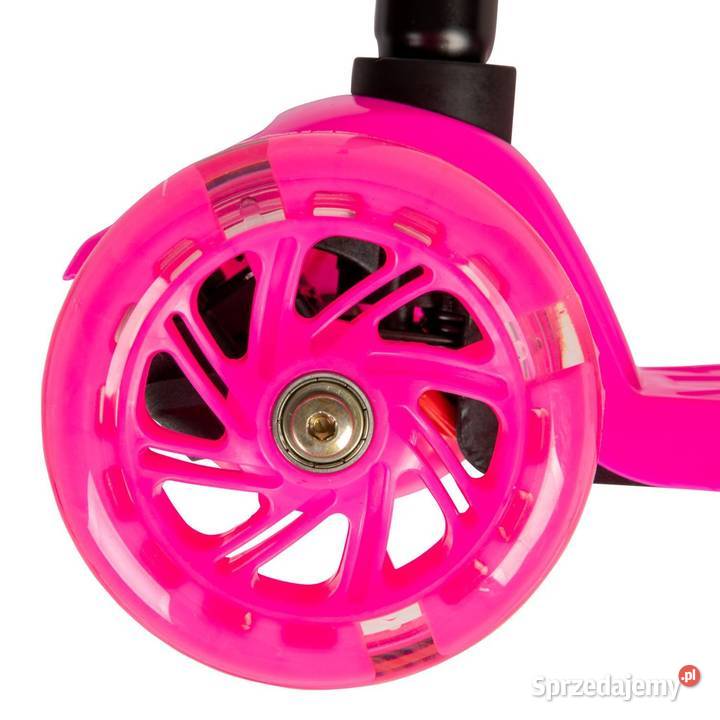 Różowa balansowa hulajnoga składana trójkołowa Poznań