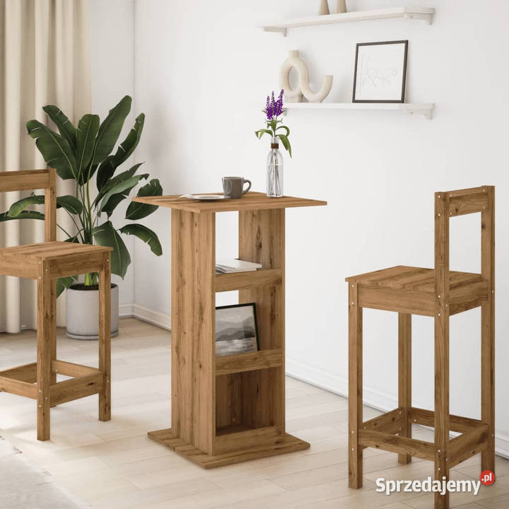 Stolik barowy z półkami dąb artisian 60x60x102