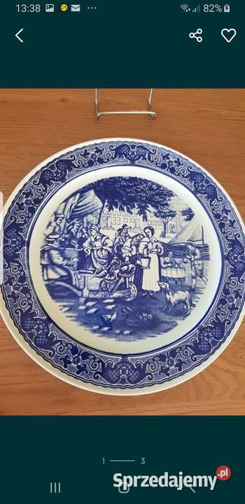 Talerz kobaltowy delfs Wola Podłężna