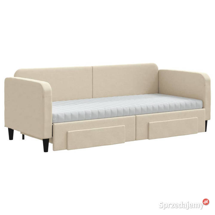 Sofa rozsuwana z szufladami kremowa tkanina Łóżka mazowieckie Warszawa
