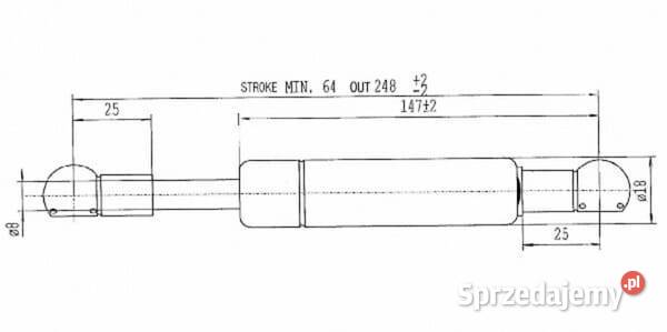 Sprężyna gazowa L248 mm 350N Stabilus CA551244 małopolskie Kamionna sprzedam