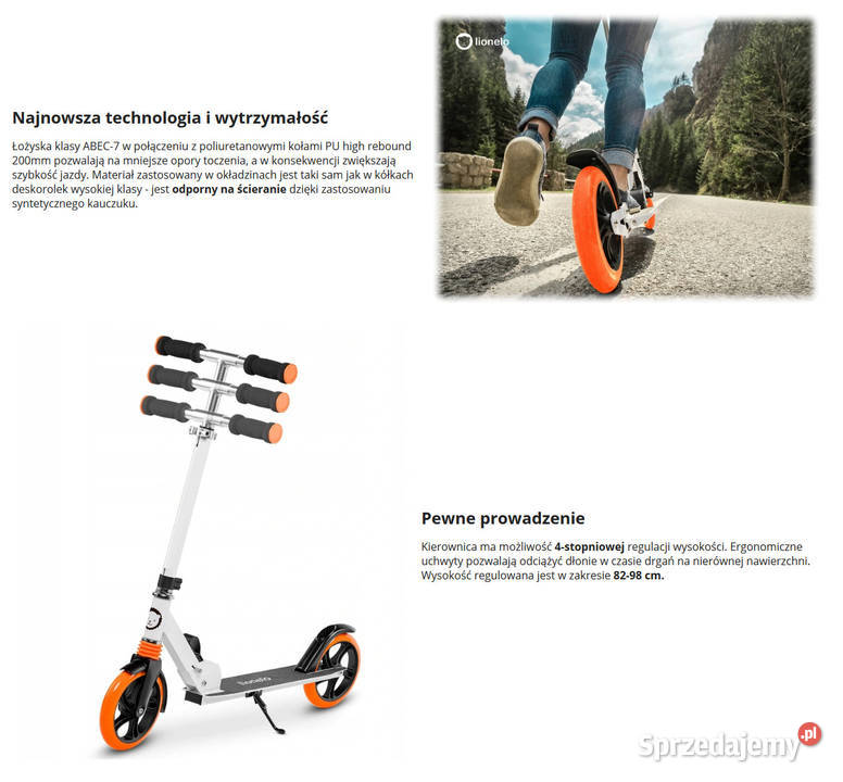 Hulajnoga Duża Lionelo Luca ABEC7 Amortyzator 4.9kg Poznań