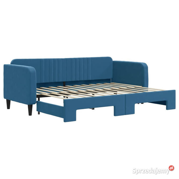 Sofa rozsuwana niebieska aksamit 80x200 Warszawa sprzedam
