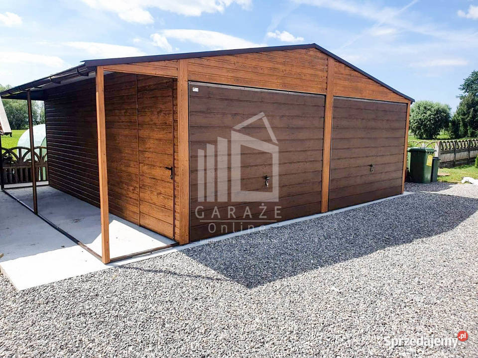 GARAŻ BLASZANY 6m x 6m dwuspad 2x Brama drzwi Wrocław