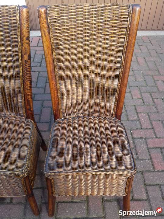 Krzesła rattanowe drewniane