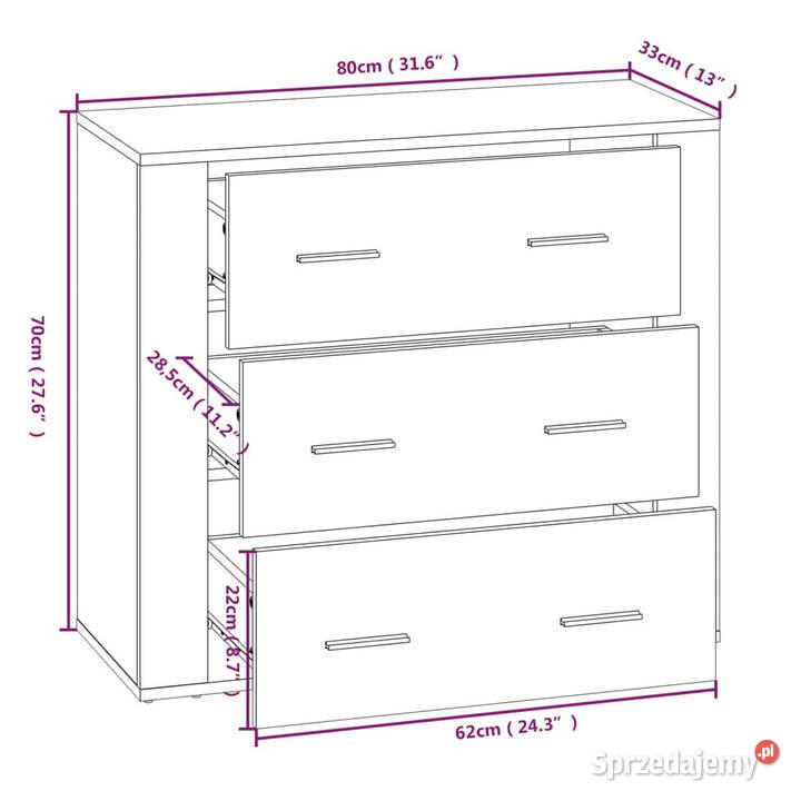 Szafka biała 80x33x70 materiał drewnopochodny