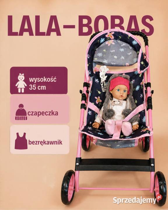 Wózek lalek z lalką spacerówka różowy kwiaty Wrocław