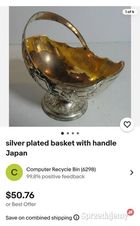 Unikatowa bomboniera platerzłocone wnętrze