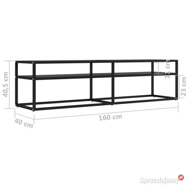 Szafka pod TV czarna 160x40x405 hartowane szkło RTV Warszawa
