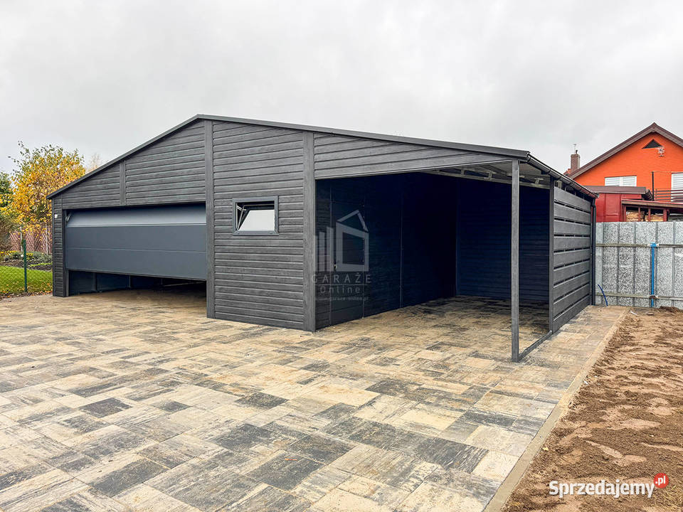 Garaż blaszany PREMIUM 8x6m wiata 3x6 Brama Garaże i miejsca postojowe Chojnice