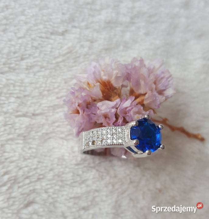 Nowy pierścionek srebrny kolor niebieska zachodniopomorskie Szczecin