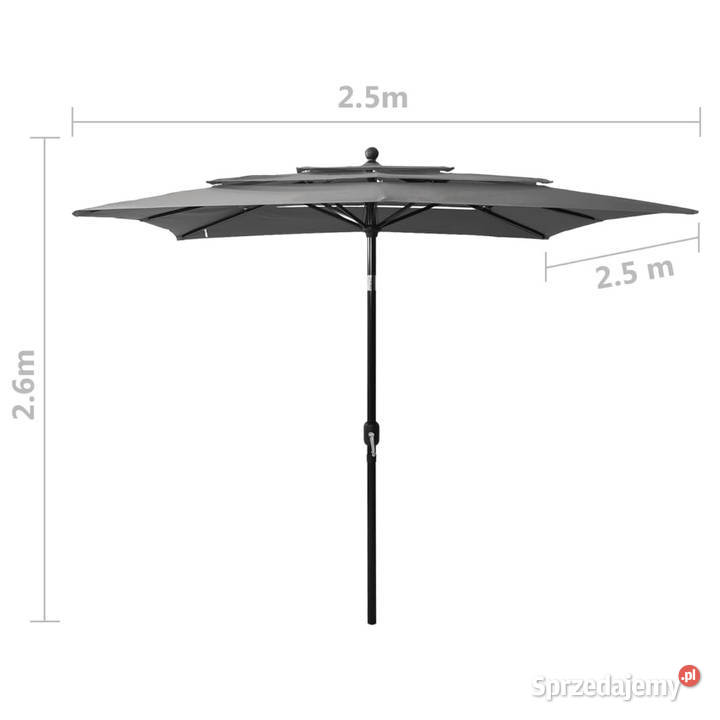 3poziomowy parasol na aluminiowym słupku mazowieckie Warszawa sprzedam