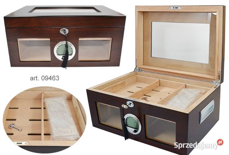 Humidor z Cedru i Szklaną Pokrywą Brązowy Ostrowy nad Okszą