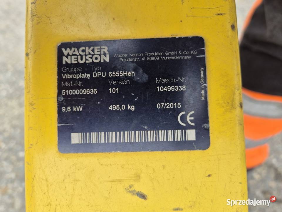 Wacker Neuson DPU 6555Heh 500 2015 623 mth Hatz Rok produkcji 2015 Mszana Dolna sprzedam