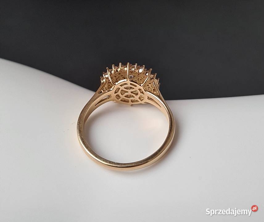 Pierścionek srebro 925 złocone diamenty Otwock