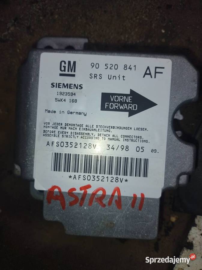 OPEL ASTRA II G sensor airbag 90520841AF świętokrzyskie Kielce sprzedam