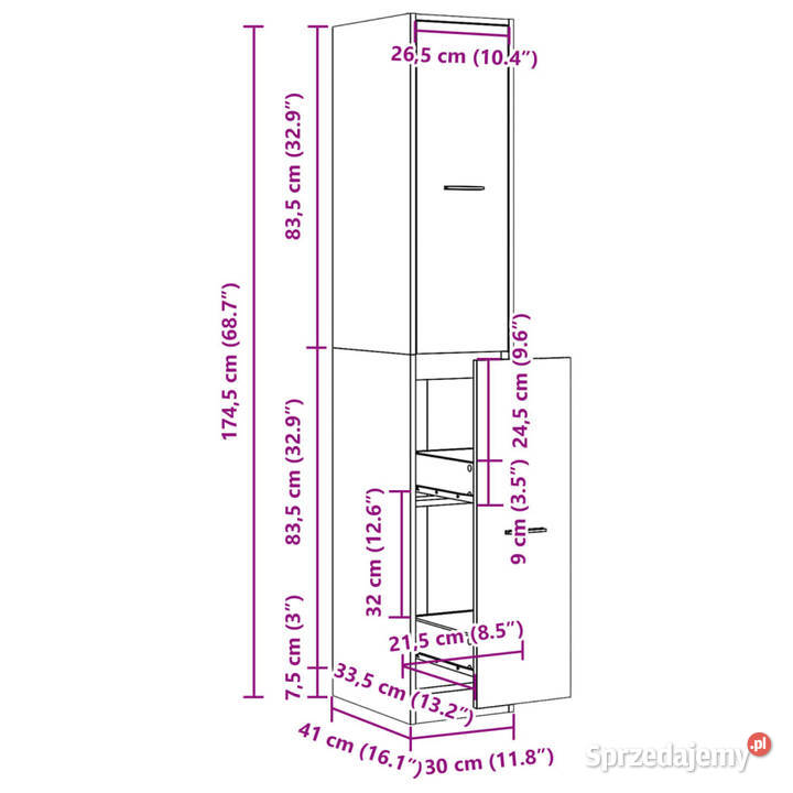 Szafka apteczna czarna 30x41x1745 materiał Pozostałe Warszawa sprzedam