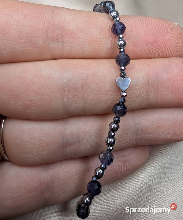 Bransoletka różaniec kamienie iolit krzyż Bransoletki małopolskie Olkusz