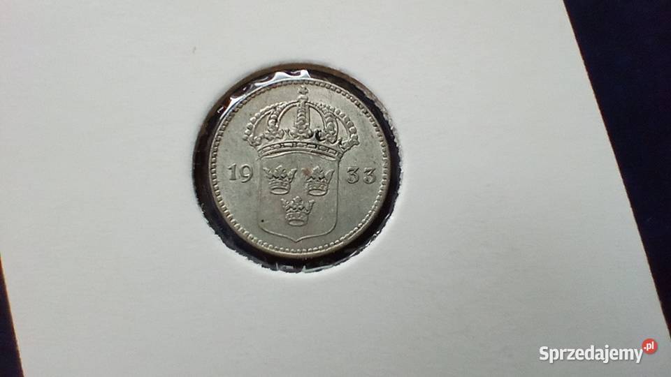 Stare monety 10 ore 1933 Szwecja srebro Lesko