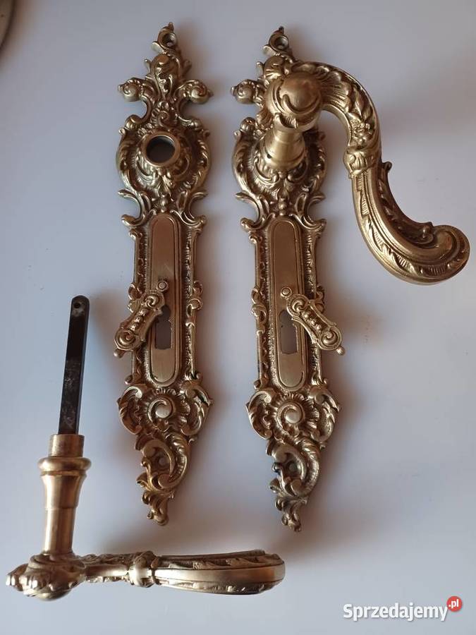 Komplet pałacowych szyldów i klamek Mosiądz wielkopolskie Poznań