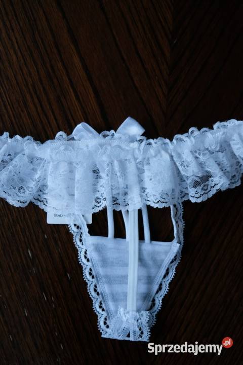 białe czarne koronkowe stringi majtki XS 34 S 36 Figi i stringi Toruń