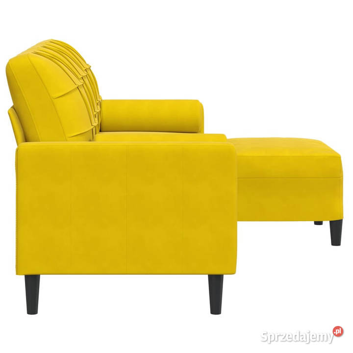 3osobowa sofa z podnóżkiem żółta 180 aksamit Warszawa