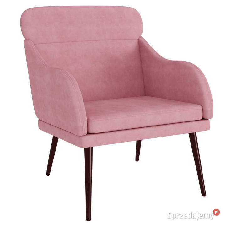 Fotel różowy 63x76x80 obity aksamitem WM351439 mazowieckie Warszawa